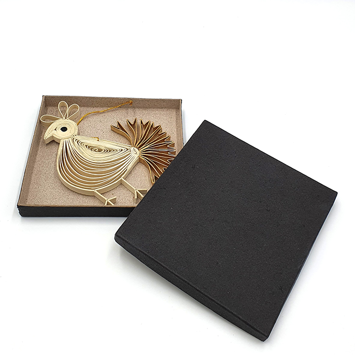 Goldtail Bird in box natural gold 13x12cm