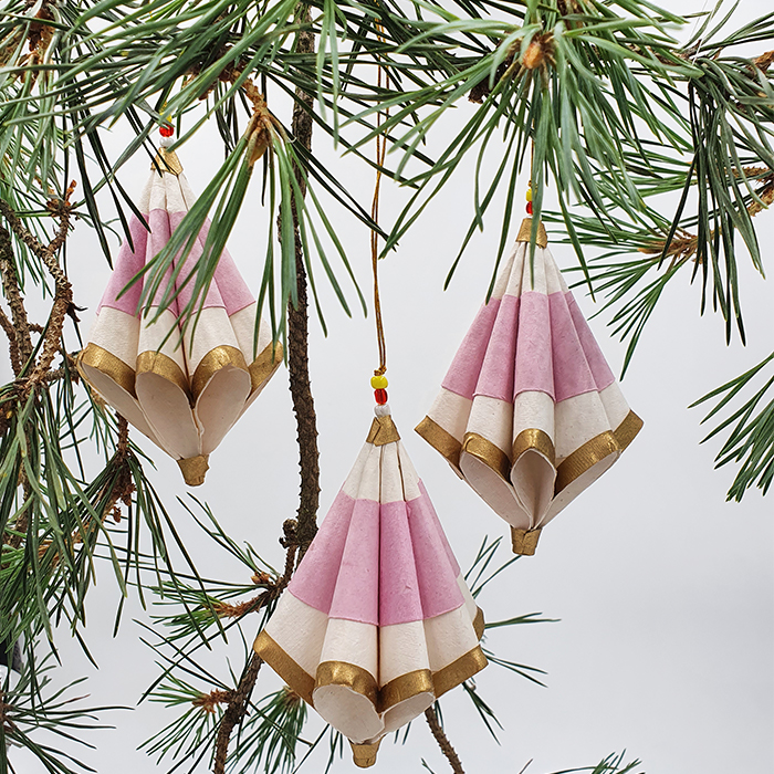 Cone folden dusty pink gold natural set/3