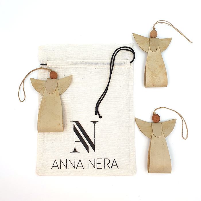 Angel ornament natural AN pouch set/3