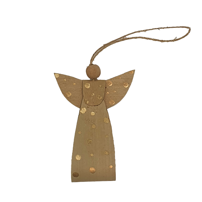 Angel ornament natural/gold AN pouch set/3