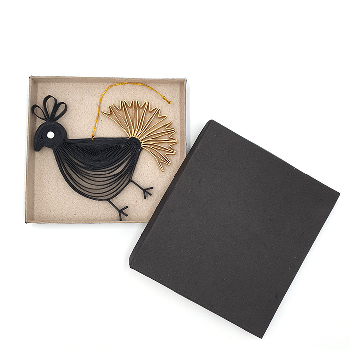 Goldtail Bird in box black gold 13x12cm