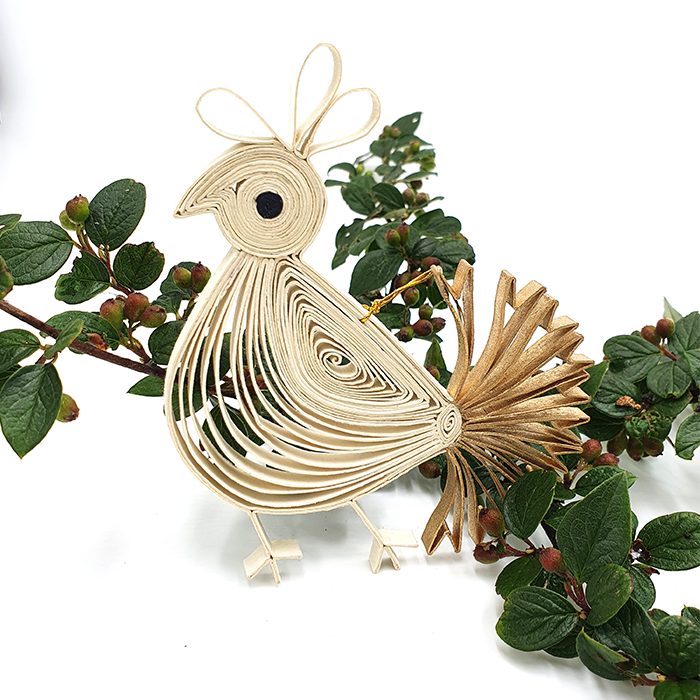 Goldtail Bird in box natural gold 13x12cm