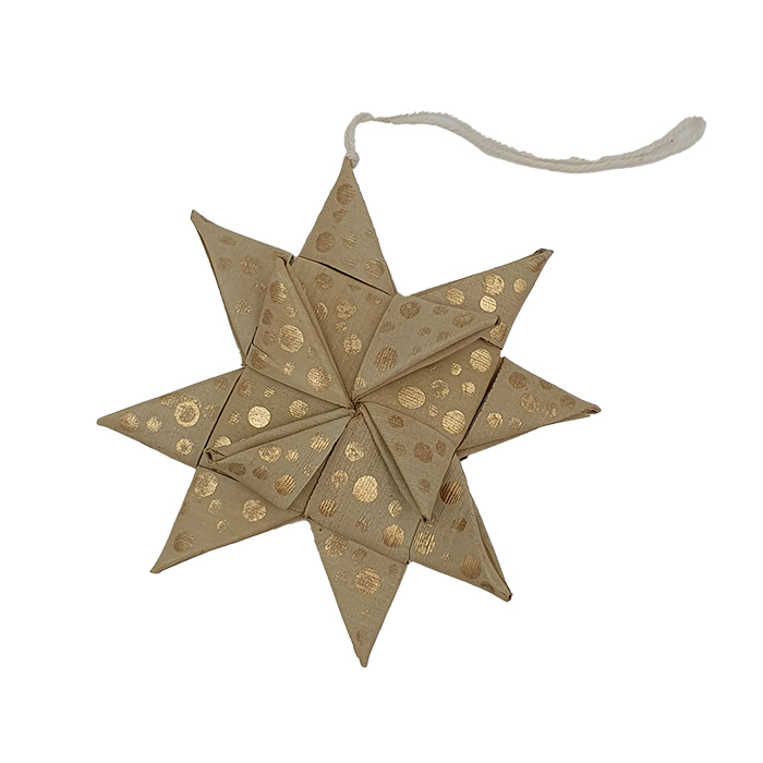 Star palmleaf set/3 nat/gold AN pouch