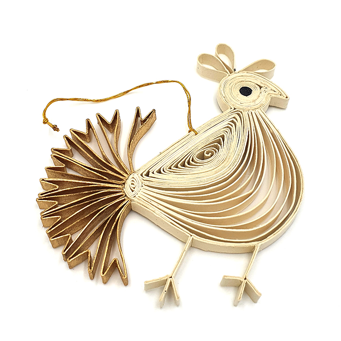Goldtail Bird in box natural gold 13x12cm