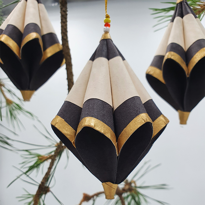 Cone folden black gold natural set/3