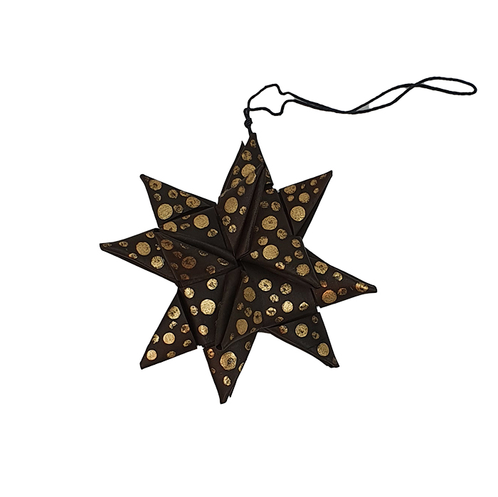 Star palmleaf set/3 dark/gold AN pouch