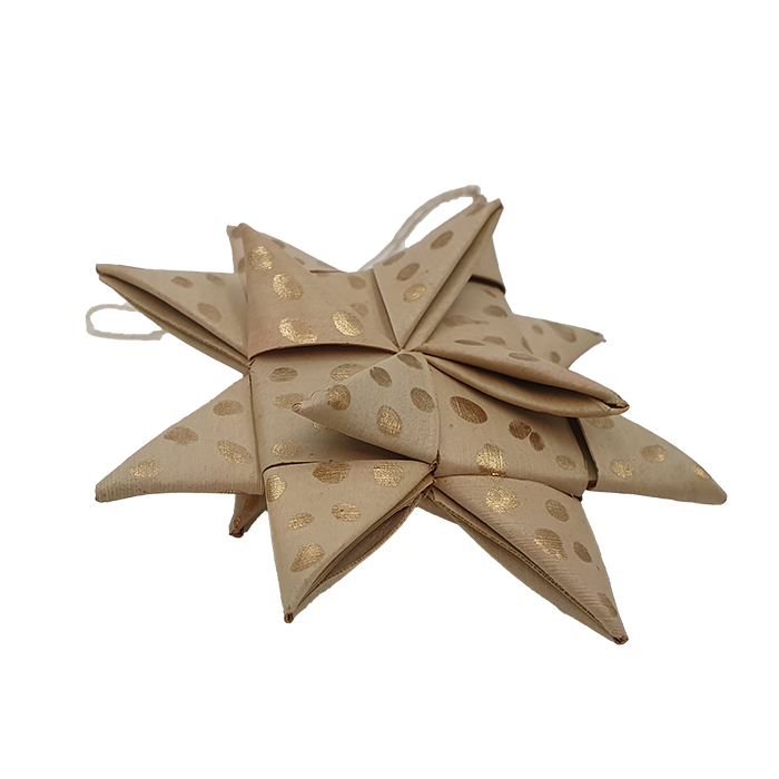 Star palmleaf set/3 nat/gold AN pouch