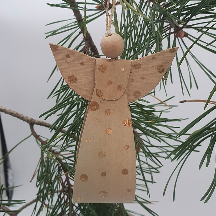 Angel ornament natural/gold AN pouch set/3