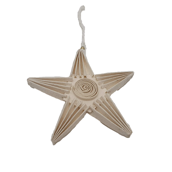 Star ornament folden bl/wh AN pouch set/5